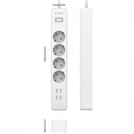 ORICO OSC-4A4U-EU and UN Surge Protector Strip 4-Outlet with 4 USB SuperCharging Ports