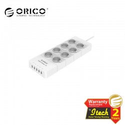 ORICO HPC-8A5U-EU Surge Protector Strip 8-Outlet with 5 USB SuperCharging Ports (2 x 2.4A & 3 x 1A)