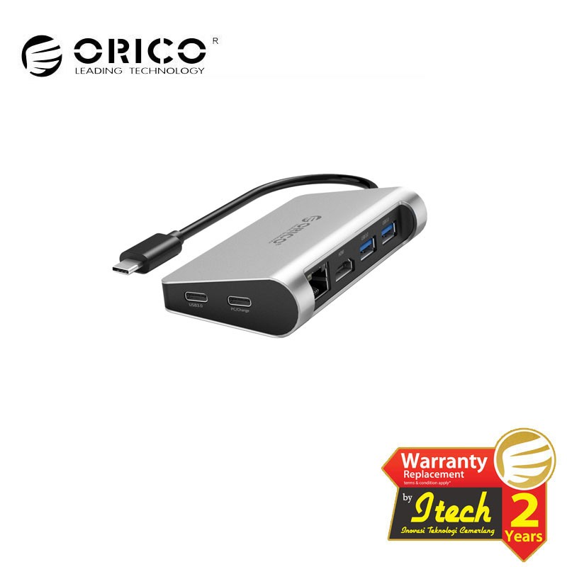 Orico Clh X3 Aluminum Alloy Type C To Hdmi Type C 2 Type A 2 Rj45 Pd Docking Station